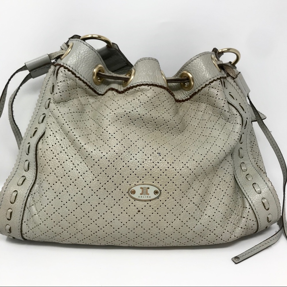 Cline Perforated Leather Drawstring Shoulder Bag - image 2